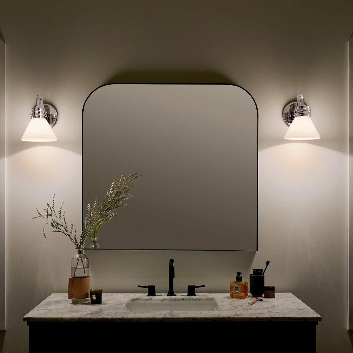 BADEZIMMER-WANDLEUCHTE - Weiss, Konventionell, Glas/Metall (2,40/1,78/2,15cm) - Elstead Lighting