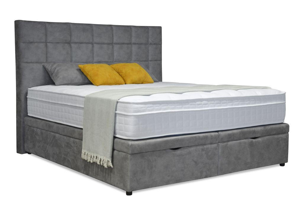 BOXSPRING KREVET 180/200 cm siva - siva/crna, Moderno, drvni materijal/drvo (180/200cm) - Novel