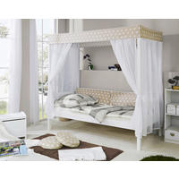 HIMMELBETT 90/200 cm  in Weiß, Beige  - Beige/Weiß, MODERN, Holz (90/200cm) - MID.YOU