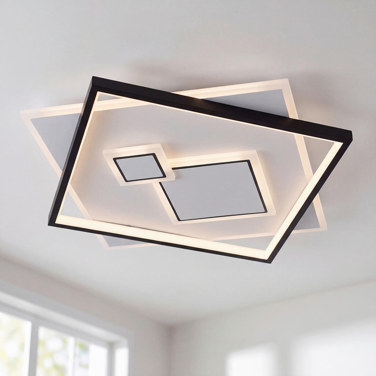 STROPNÍ LED SVÍTIDLO, 57/57/6 cm - Design, kov/plast (57/57/6cm)