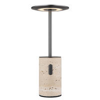 AKKU-TISCHLEUCHTE TRAVERTIN 12/27,6 cm  - Graphitfarben/Schwarz, Design, Kunststoff/Stein (12/27,6cm) - Globo