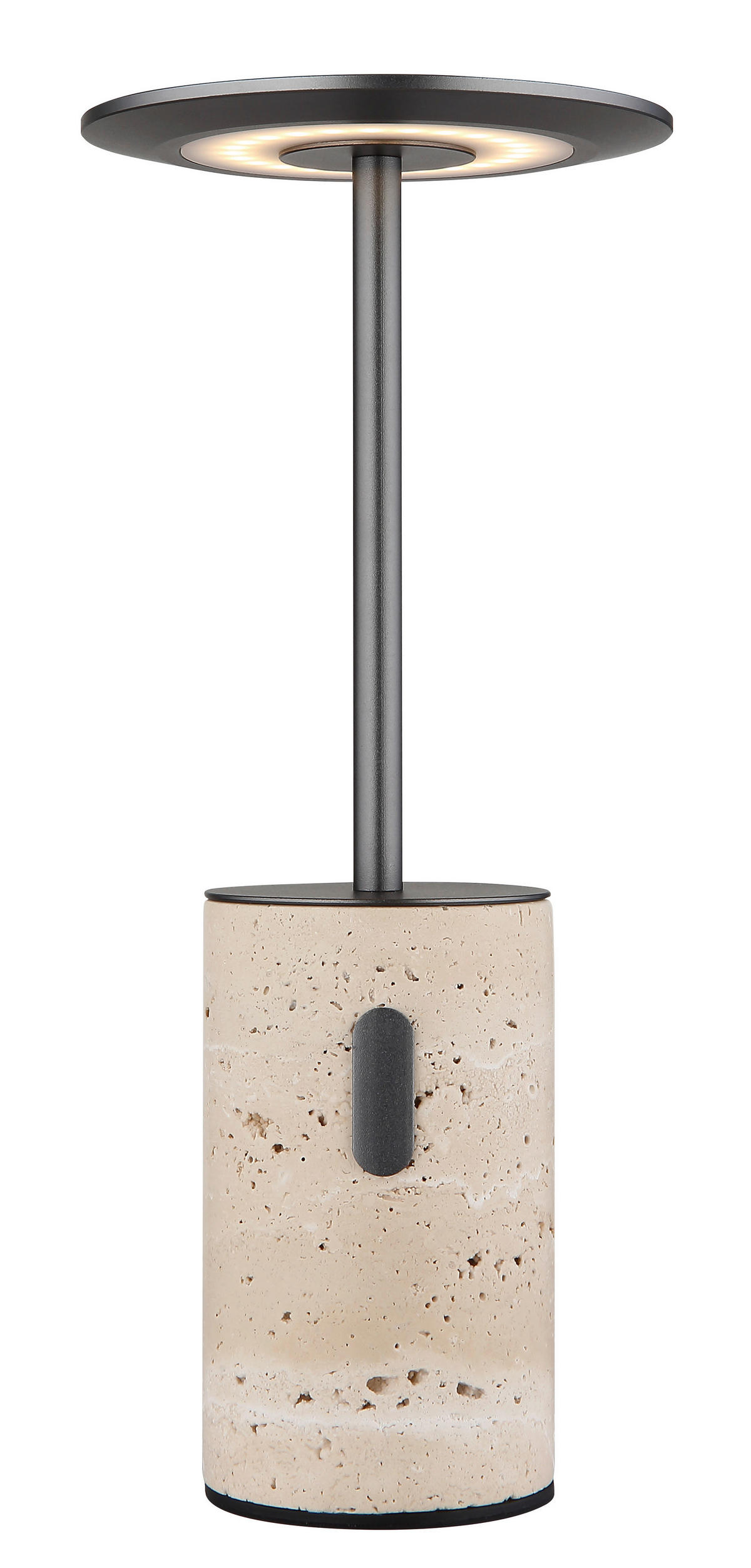 AKKU-TISCHLEUCHTE TRAVERTIN 12/27,6 cm  - Graphitfarben/Schwarz, Design, Kunststoff/Stein (12/27,6cm) - Globo