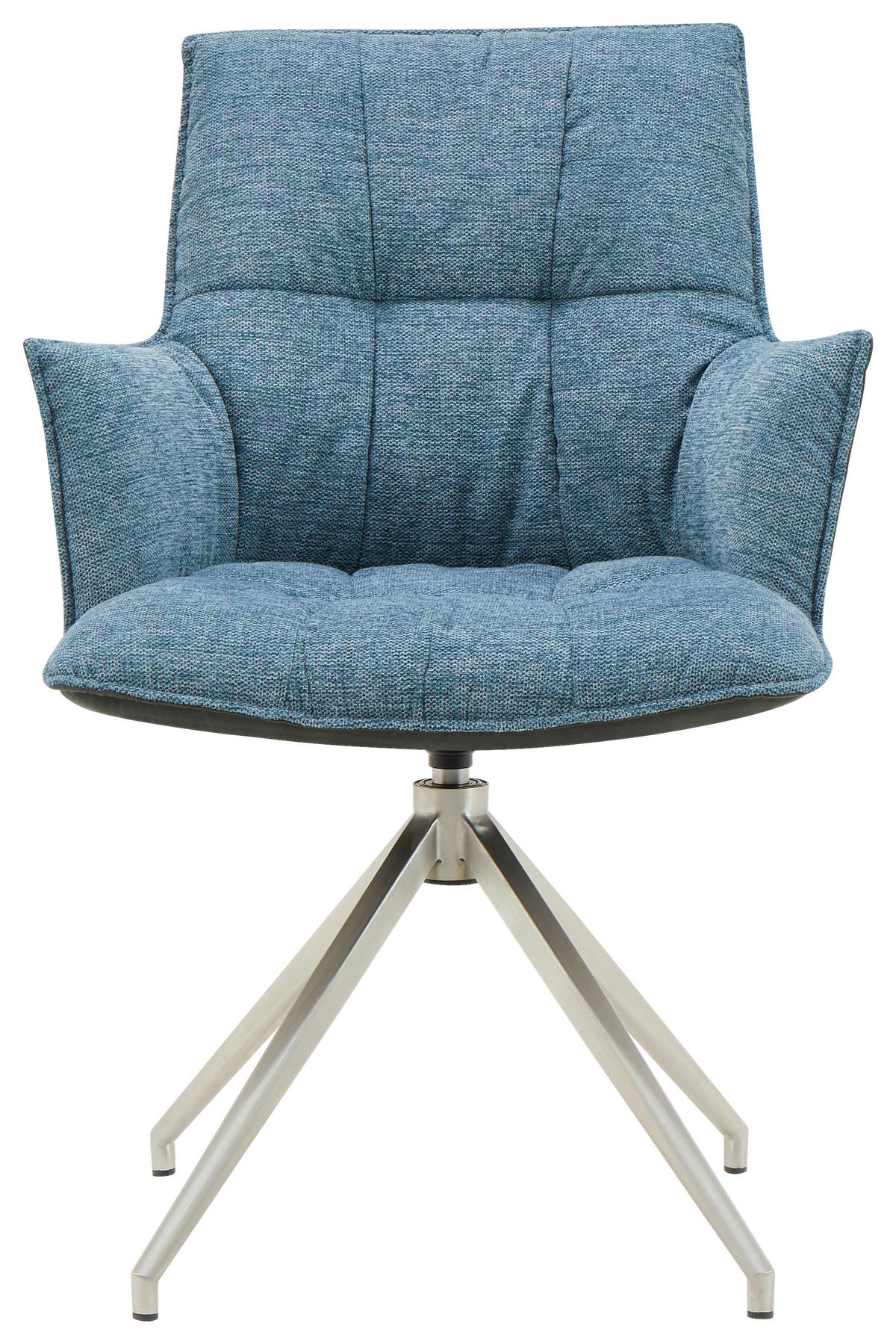 STOLIČKA S PODRÚČKAMI, ušľachtilá oceľ, mikrovlákno, vzhľad ľanu, antracitová, modrá - modrá/čierna, Design, kov/textil (59/89,5/63cm) - Novel