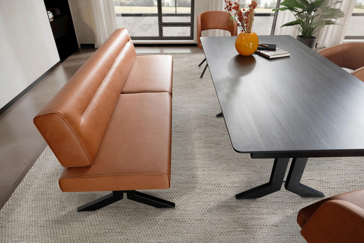 SITZBANK in Metall, Textil Schwarz, Cognac  - Cognac/Schwarz, Konventionell, Textil/Metall (220/87/70cm) - Moderano
