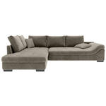 ECKSOFA Taupe Cord  - Taupe/Schwarz, KONVENTIONELL, Holz/Textil (202/298cm) - Carryhome