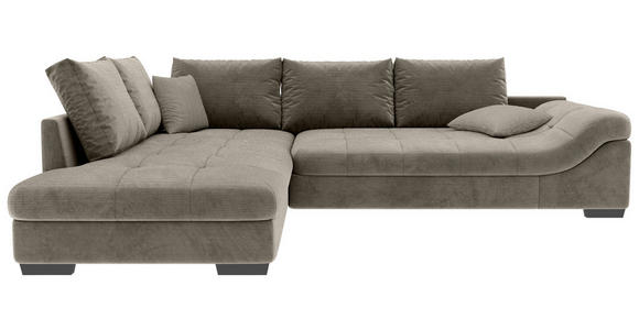 ECKSOFA Taupe Cord - Taupe/Schwarz, KONVENTIONELL, Holz/Textil (202/298cm) - Carryhome