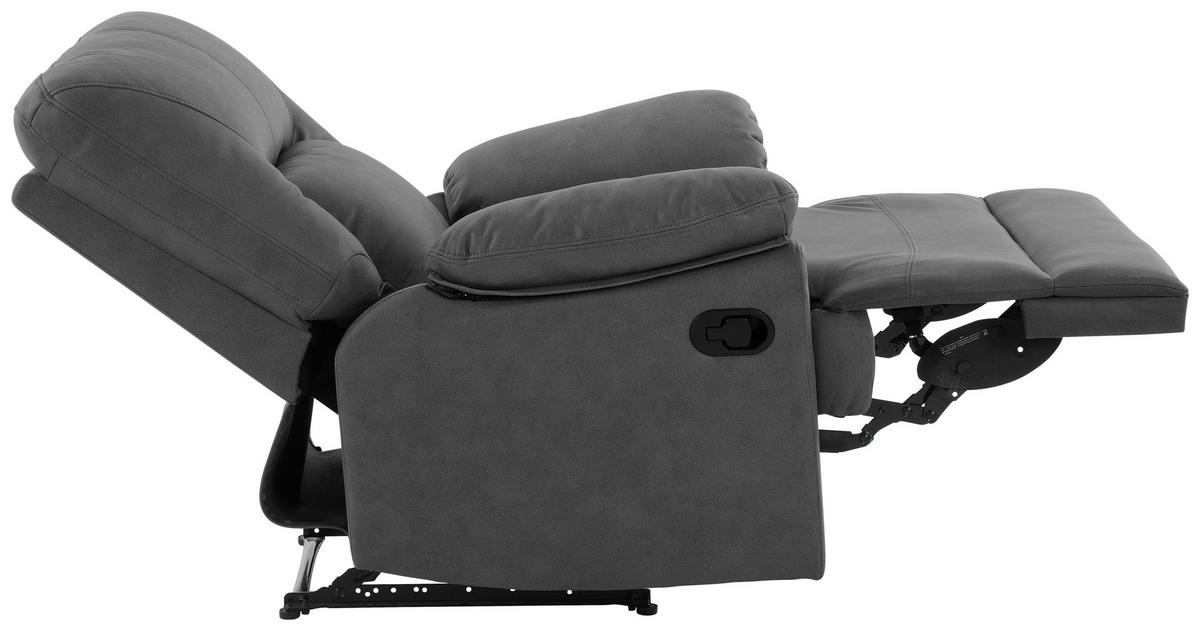 RELAXSESSEL Mikrofaser    - Schwarz/Grau, KONVENTIONELL, Textil/Metall (89/99.5/94cm) - Livetastic