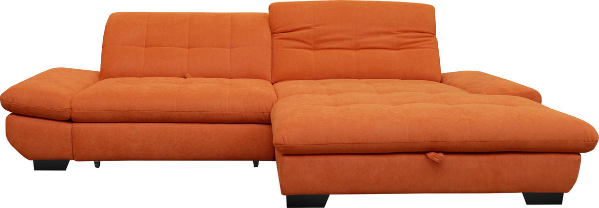 ECKSOFA in Mikrofaser Orange  - Schwarz/Orange, Design, Textil/Metall (290/198cm) - Xora