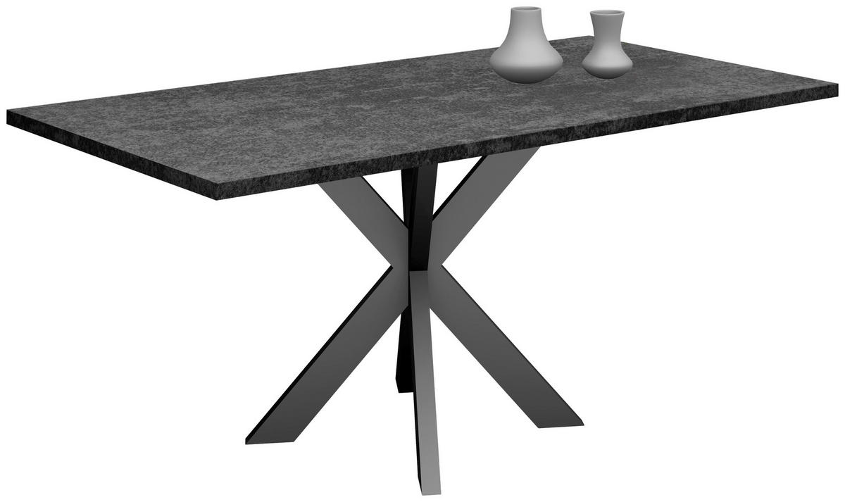 ESSTISCH rechteckig Graphitfarben, Schwarz  - Schwarz/Graphitfarben, MODERN, Holzwerkstoff/Metall (140/90/78cm) - Livetastic