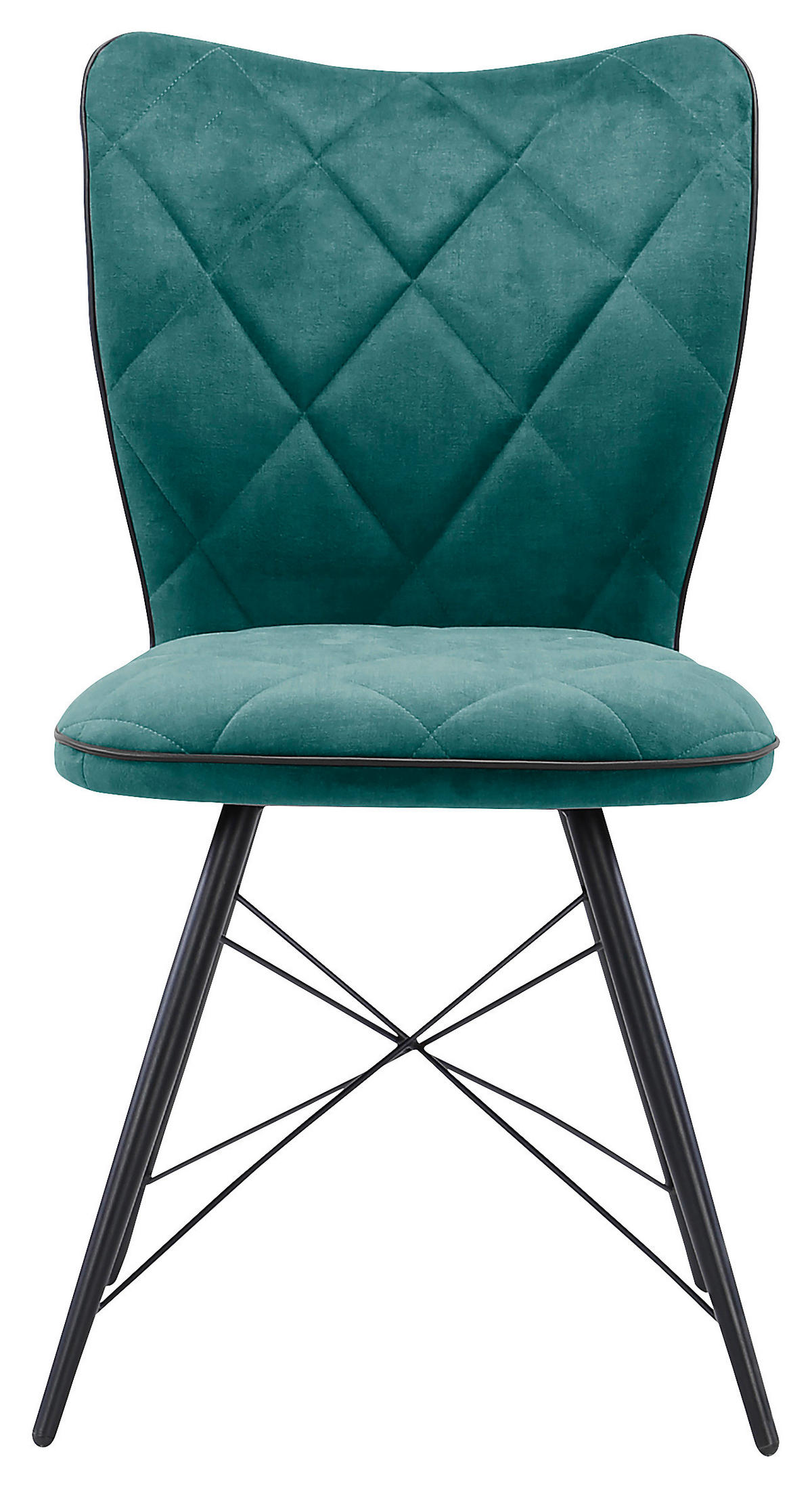 STUHL  in Webstoff  - Petrol/Schwarz, Design, Textil/Metall (48/89/62cm) - Hom`in
