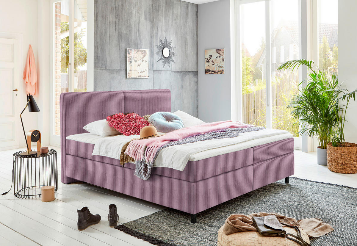 BOXSPRINGBETT 160/200 cm  in Lila  - Lila/Schwarz, Konventionell, Kunststoff/Textil (160/200cm) - Hom`in