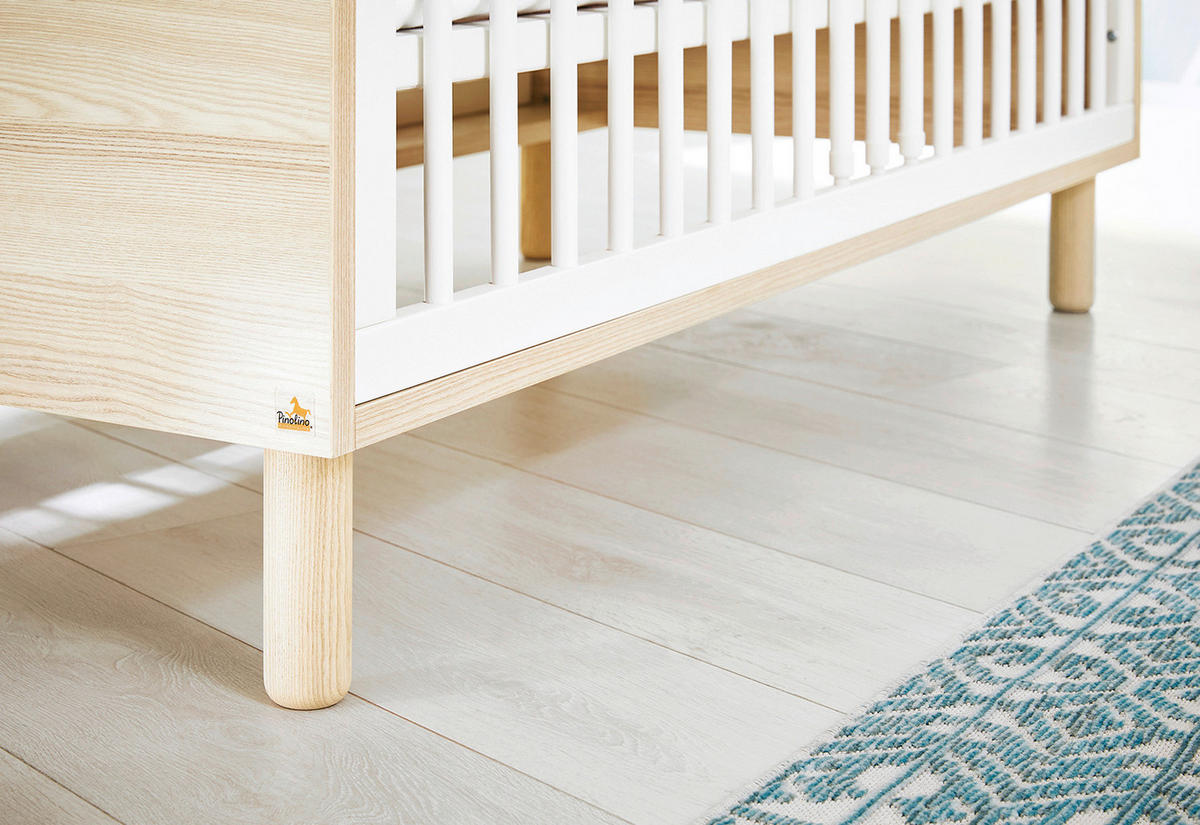 BABYZIMMER FLOW  - Eschefarben/Weiß, Design, Holzwerkstoff - Pinolino