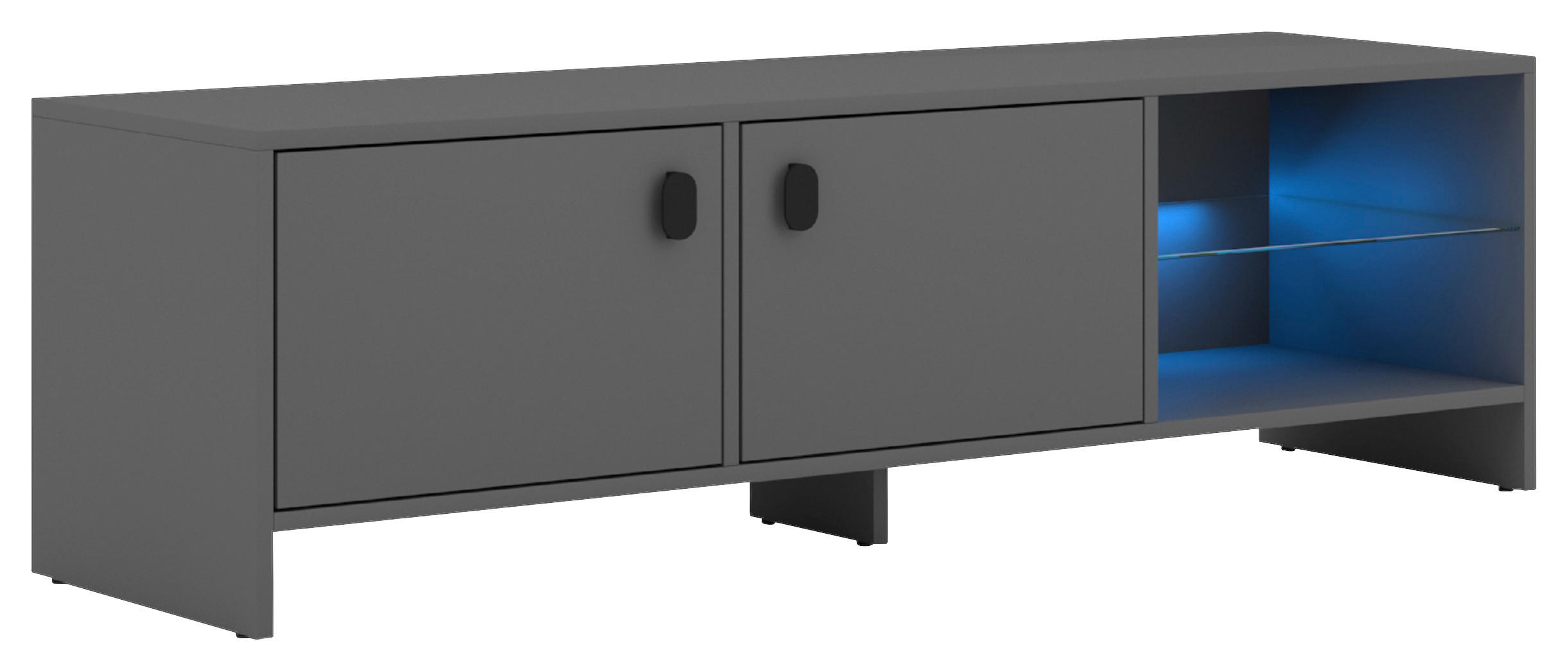 LOWBOARD Grau  - Grau, Design, Glas/Kunststoff (140/40/32cm) - MID.YOU