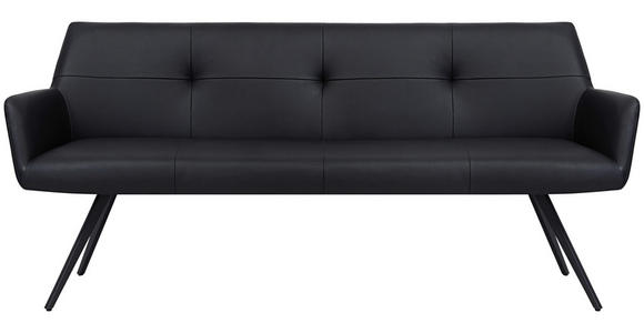 SITZBANK 200/87/65 cm in Schwarz - Schwarz, Design, Leder/Metall (200/87/65cm) - Novel
