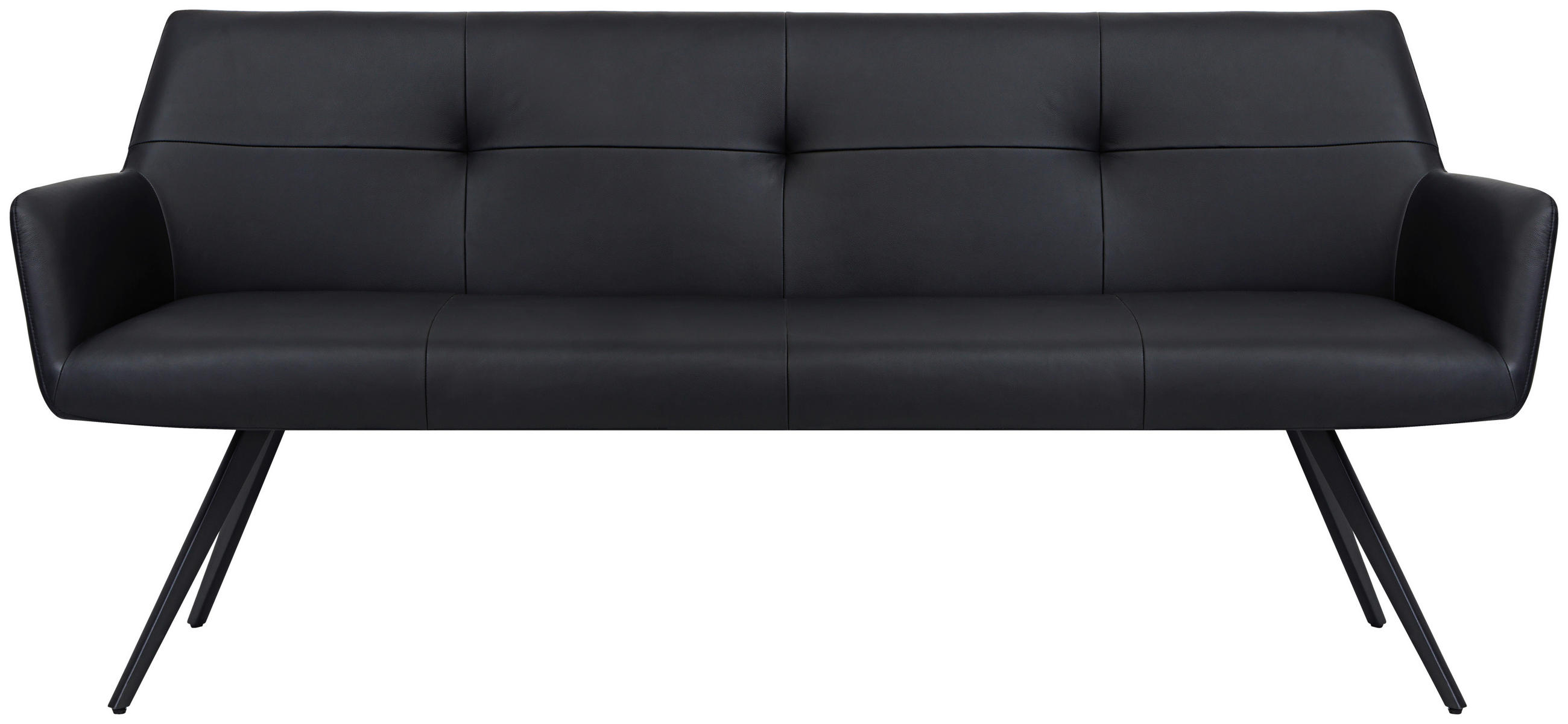 SITZBANK 200/87/65 cm  in Schwarz  - Schwarz, Design, Leder/Metall (200/87/65cm) - Novel