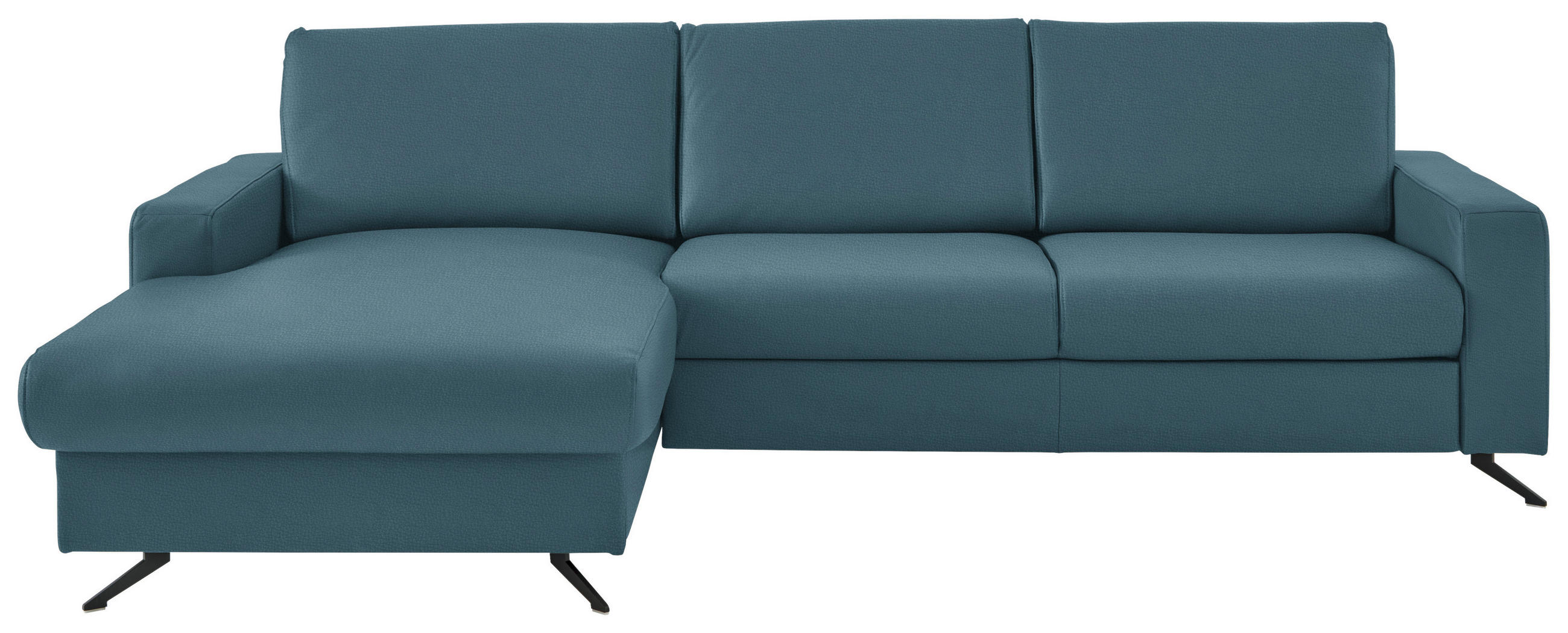 ECKSOFA in Echtleder Blau  165/267 cm  - Blau/Schwarz, Design, Leder/Metall (165/267cm) - Beldomo Premium