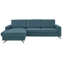ECKSOFA in Echtleder Blau  165/267 cm  - Blau/Schwarz, Design, Leder/Metall (165/267cm) - Beldomo Premium