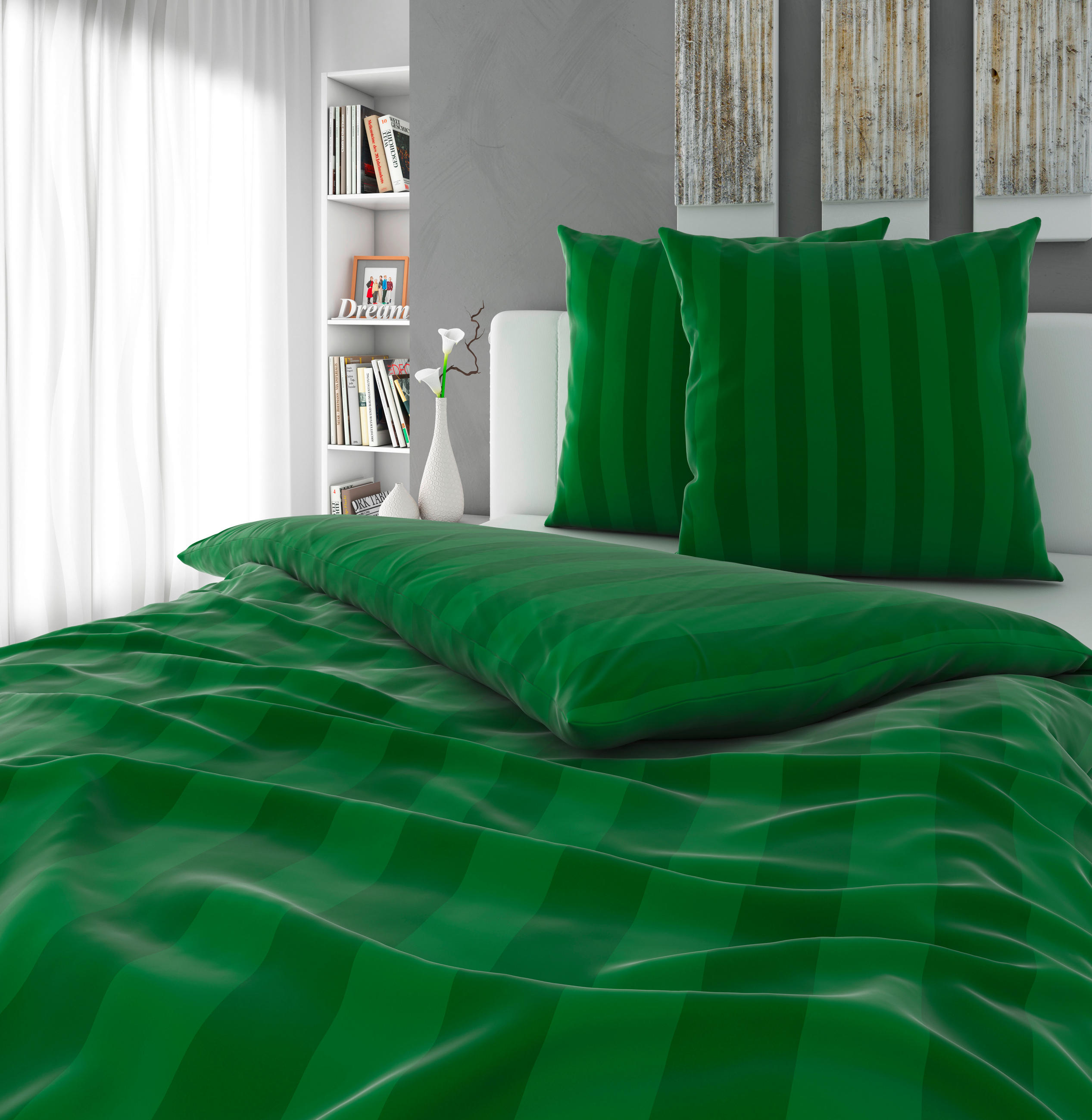BETTWÄSCHE Dobby Satin 200/200 cm  - Grün, KONVENTIONELL, Textil (200/200cm) - Novel