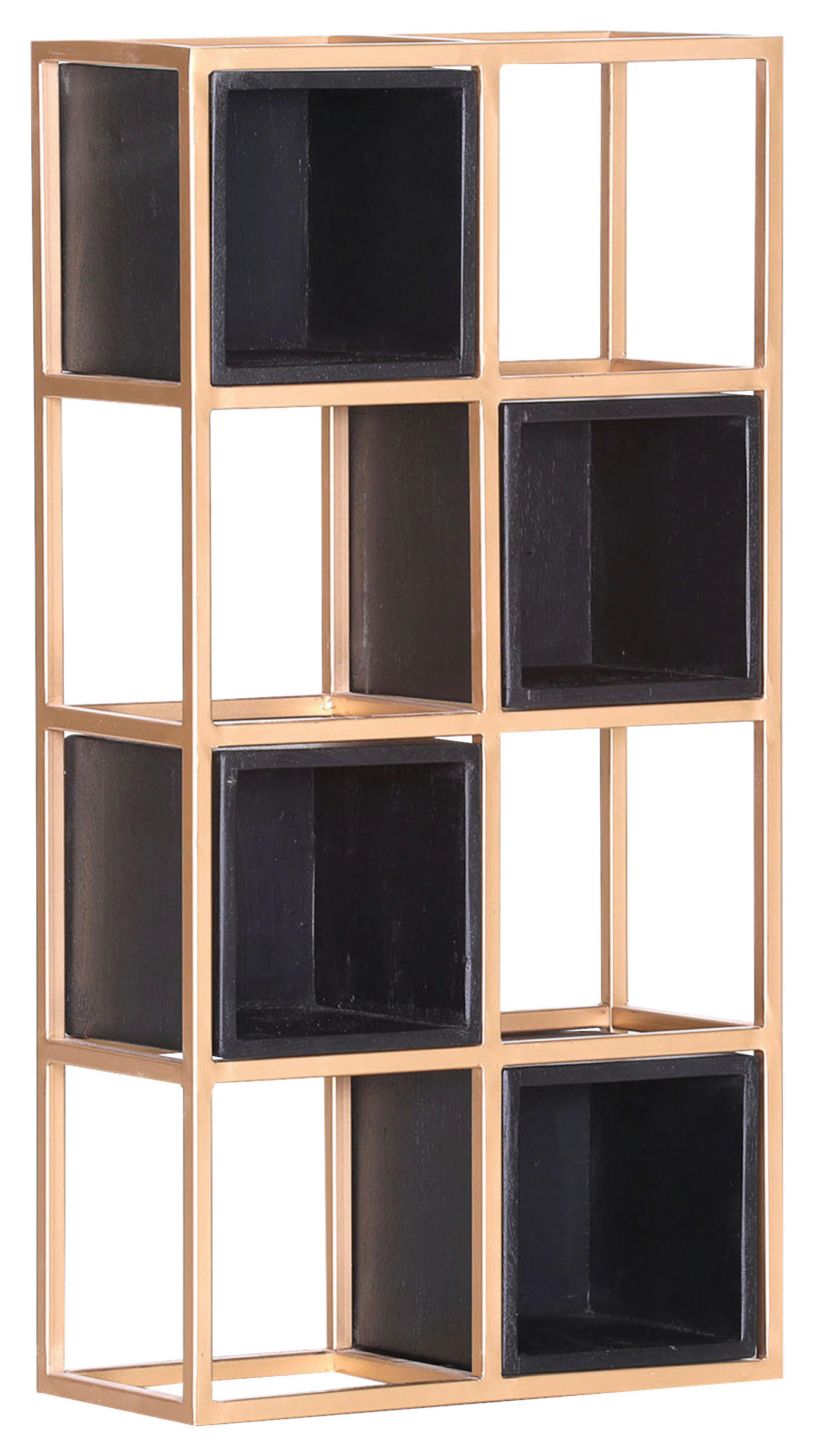 REGAL  45/88/20 cm Schwarz, Goldfarben  - Goldfarben/Schwarz, Design, Holz/Metall (45/88/20cm) - Lomoco