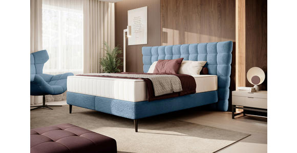 BOXSPRINGBETT 180/200 cm  in Blau  - Blau/Schwarz, Design, Holz/Holzwerkstoff (180/200cm) - Esposa