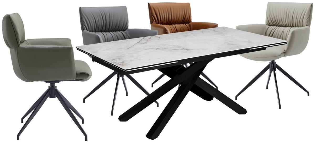 JEDÁLENSKÝ STÔL, 180-280/76/98 cm - čierna, Design, kov/sklo (180-280/76/98cm) - Novel