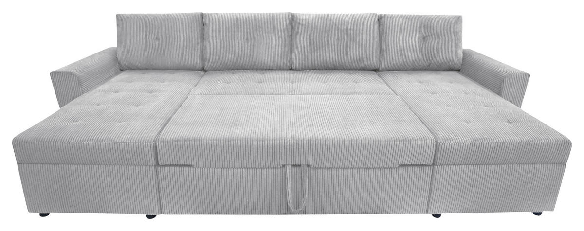 WOHNLANDSCHAFT in Cord Hellgrau  - Hellgrau/Schwarz, Design, Kunststoff/Textil (155/294/155cm) - MID.YOU