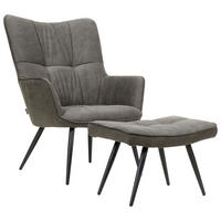 SESSELSET Mikrofaser    - Dunkelgrau/Schwarz, Design, Textil/Metall (72/98/81cm) - Novel