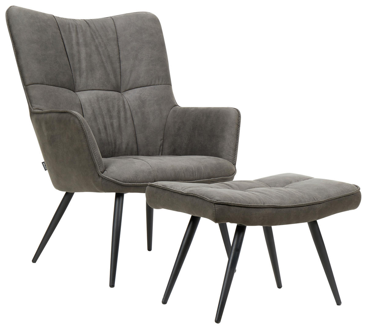 SESSELSET Mikrofaser    - Dunkelgrau/Schwarz, Design, Textil/Metall (72/98/81cm) - Novel