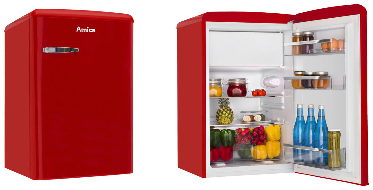 KÜHLSCHRANK 55/86/61,5 cm KS 15610 R  - Rot, Basics, Glas/Metall (55/86/61,5cm) - Amica