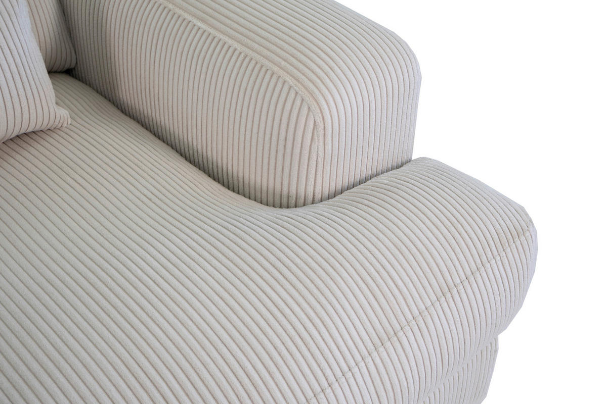 MEGASOFA  in Cord Creme  - Creme/Schwarz, MODERN, Kunststoff/Textil (260/85/112cm) - Lomoco