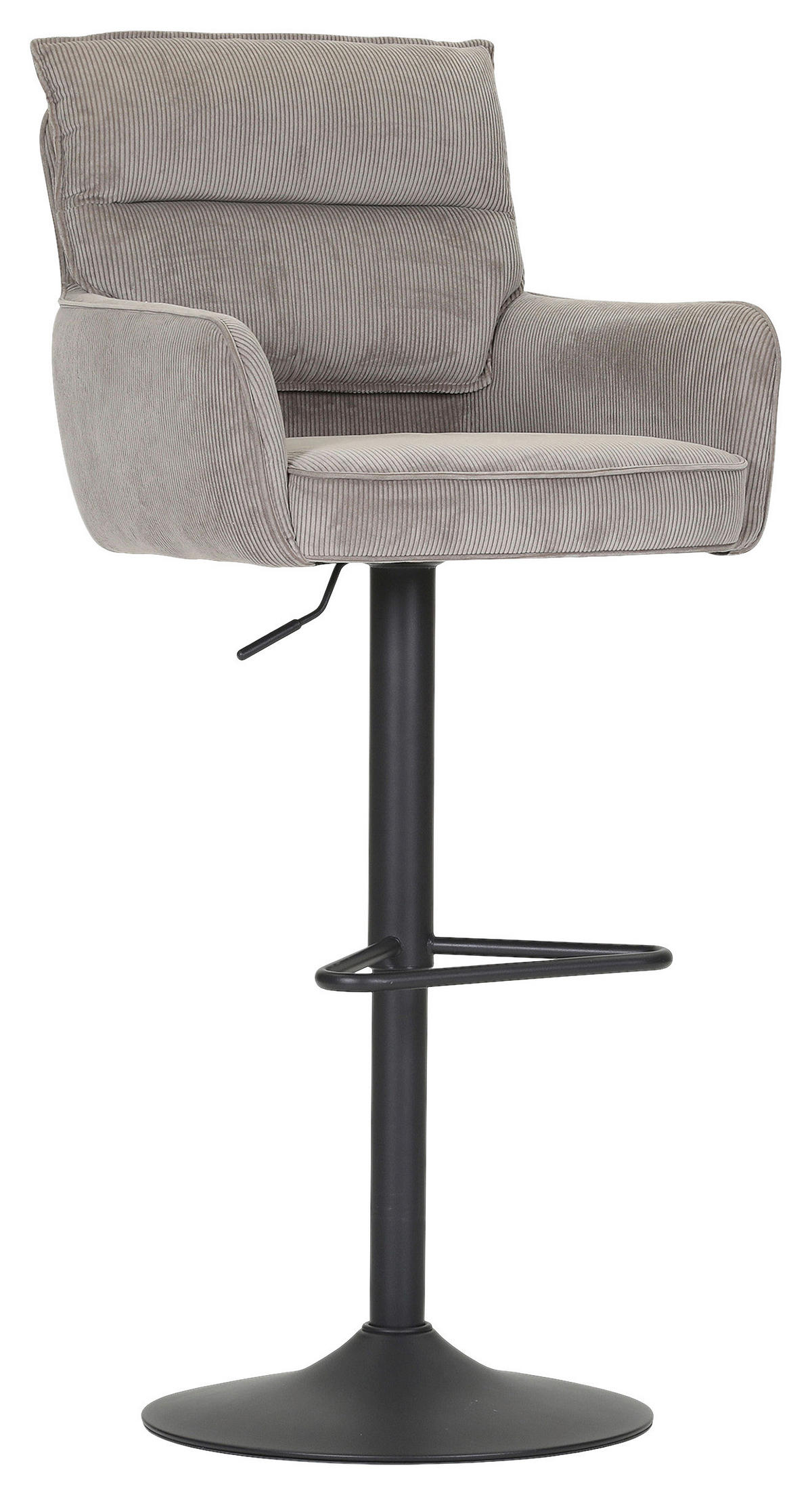 BARHOCKER Cord Taupe Stoffauswahl, Sitzfläche 360° drehbar  - Taupe/Schwarz, Design, Textil/Metall (54/98-120/58cm) - Novel