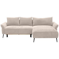 ECKSOFA in Chenille Creme  - Creme/Schwarz, Konventionell, Textil/Metall (255/164cm) - Carryhome
