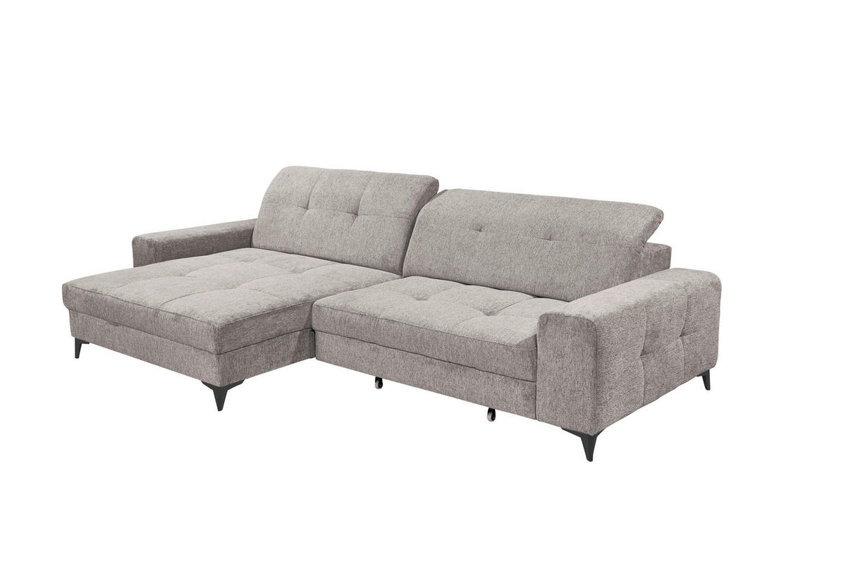 ECKSOFA Mikrovelours Taupe  - Taupe/Schwarz, Design, Kunststoff/Textil (182/328cm) - MID.YOU