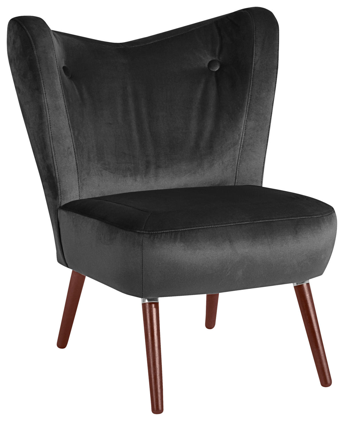 SESSEL in Samt, Velours Anthrazit  - Anthrazit/Nussbaumfarben, Design, Holz/Holzwerkstoff (70/86/69cm) - Max Winzer