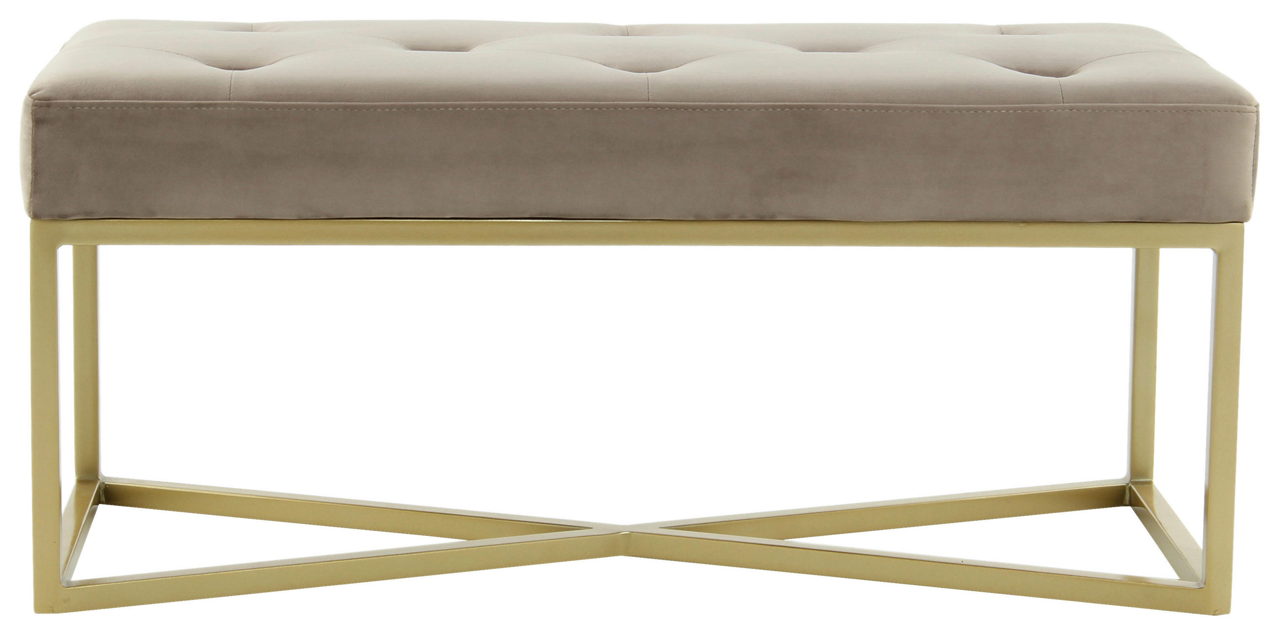 SITZBANK 40/40/90 cm Samt Taupe, Goldfarben Sperrholz  - Taupe/Goldfarben, Design, Textil/Metall (40/40/90cm) - Kayoom