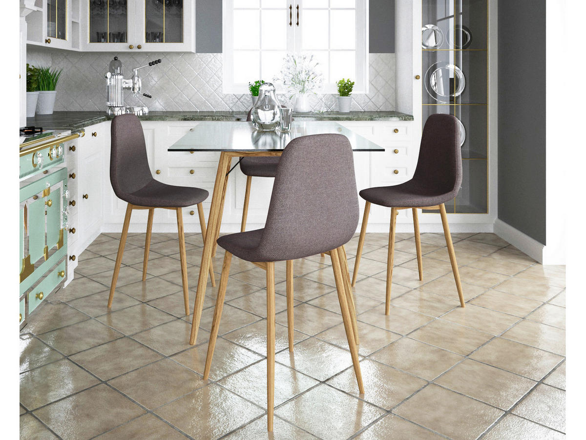 STUHL-SET Anthrazit  - Eichefarben/Anthrazit, Design, Textil/Metall (44/87/52cm) - MID.YOU