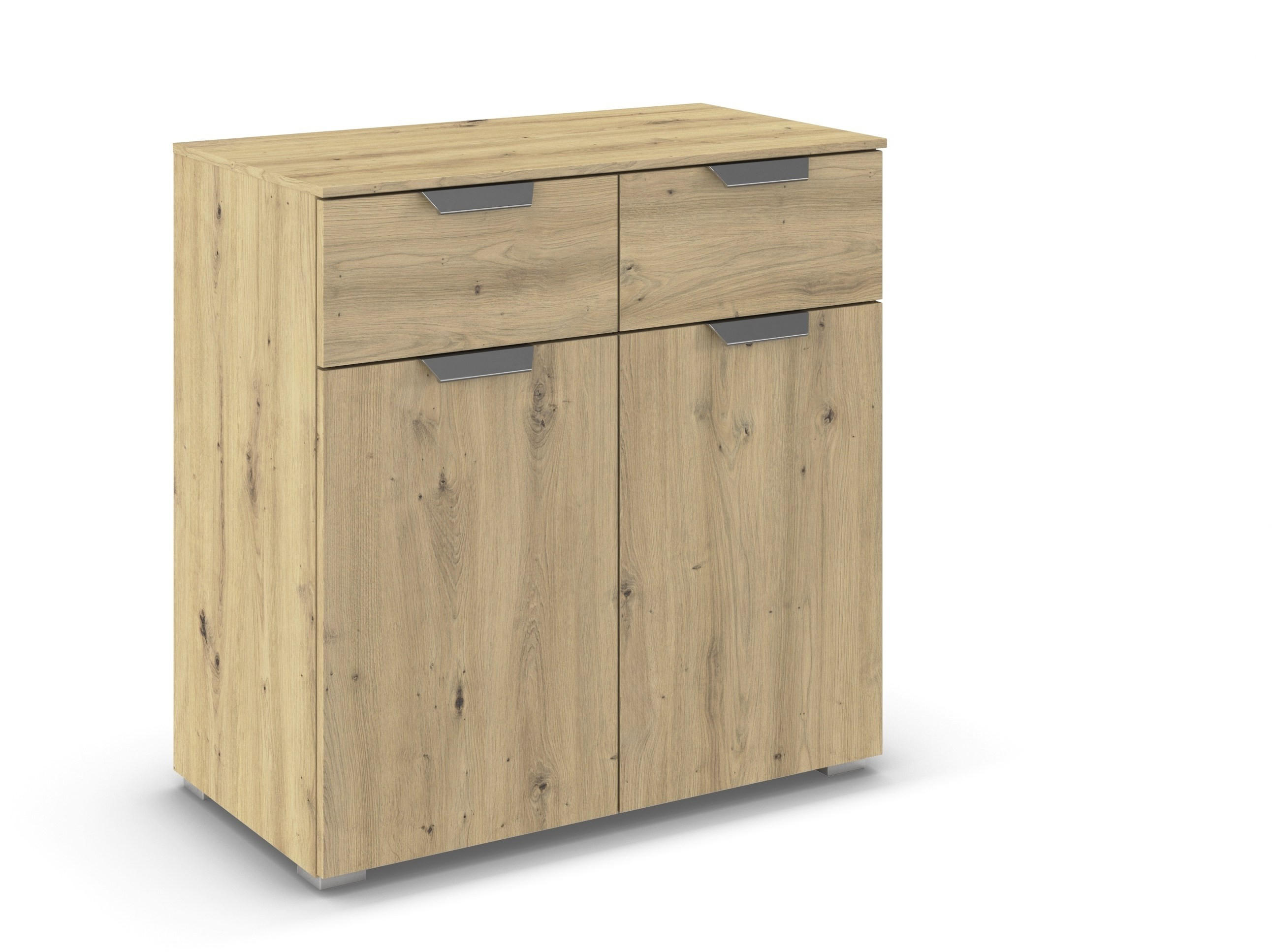 KOMMODE in 80/81/42 cm - Chromfarben/Eiche Artisan, Design, Holzwerkstoff/Metall (80/81/42cm) - Carryhome