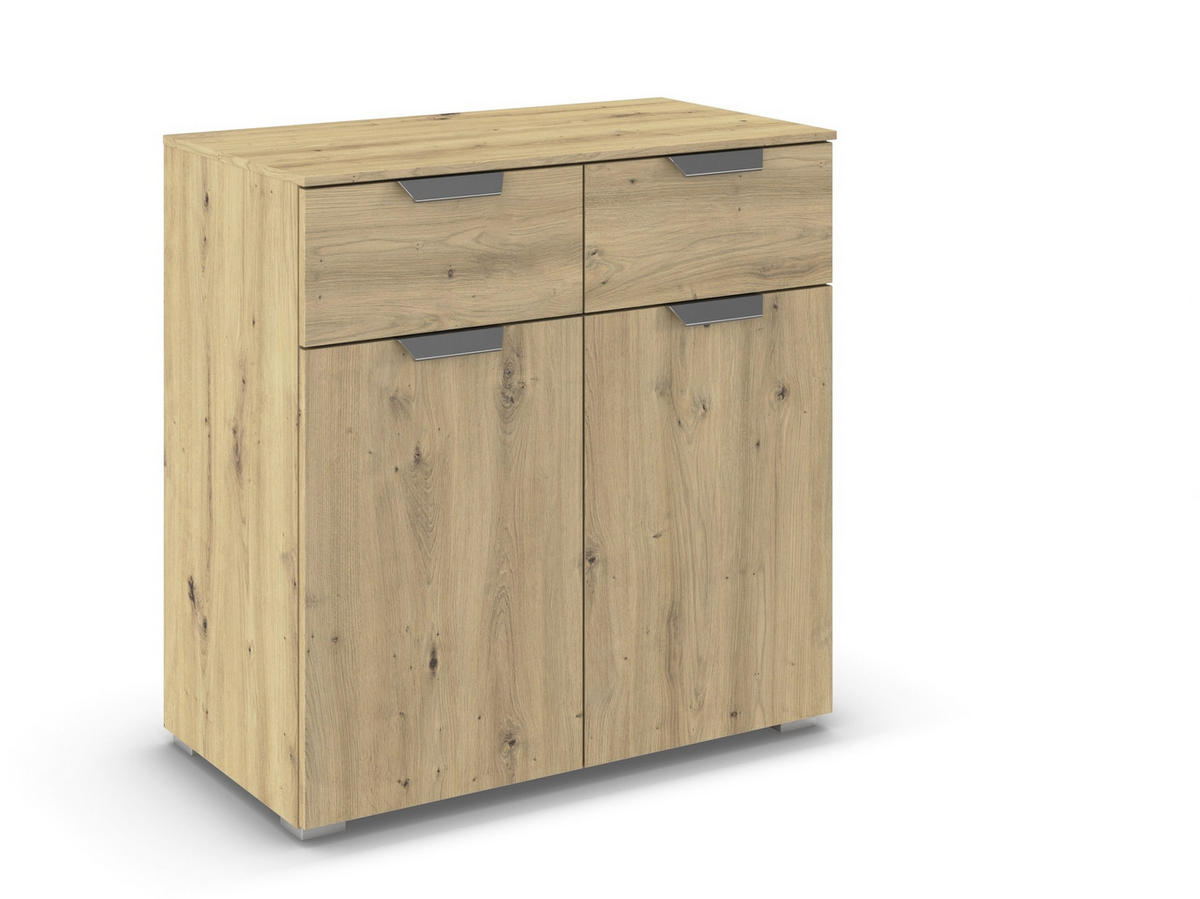 KOMMODE  in 80/81/42 cm  - Chromfarben/Eiche Artisan, Design, Holzwerkstoff/Metall (80/81/42cm) - Carryhome