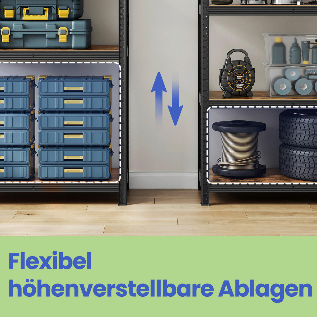 SCHWERLASTREGAL 100/200/50 cm  - Schwarz/Braun, Basics, Holzwerkstoff/Metall (100/200/50cm)