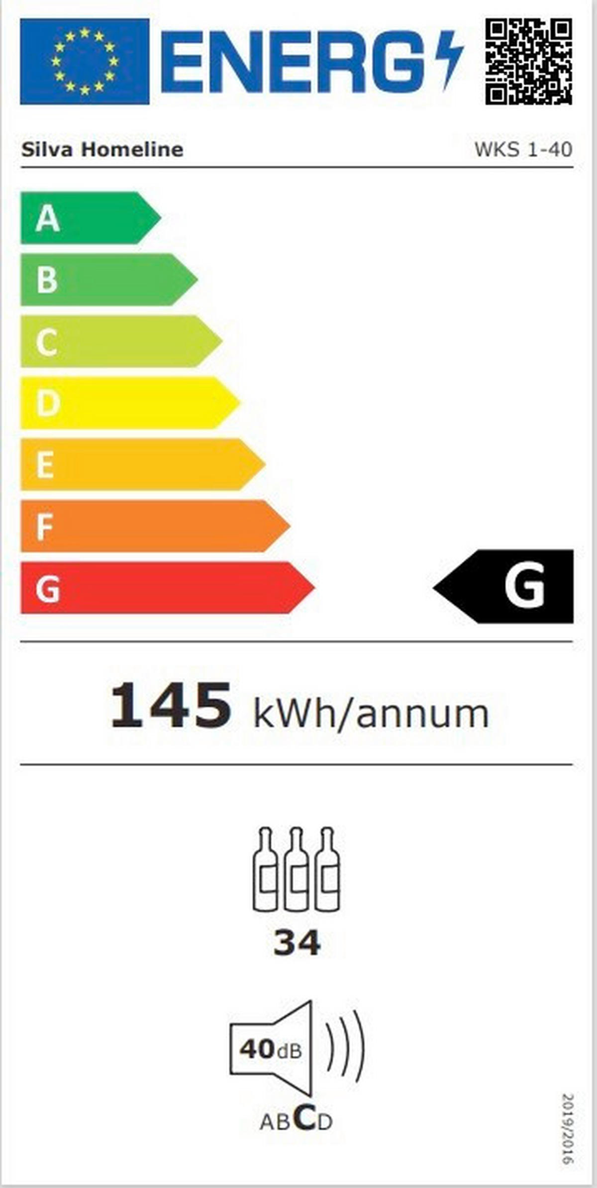WEINKÜHLSCHRANK WKS 1-40, 500033  - Schwarz, Basics, Glas/Kunststoff (47/84,5cm) - Silva Schneider