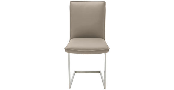 SCHWINGSTUHL  in Nickel Echtleder pigmentiert  - Taupe/Edelstahlfarben, Design, Leder/Metall (48/93/65cm) - Ambiente