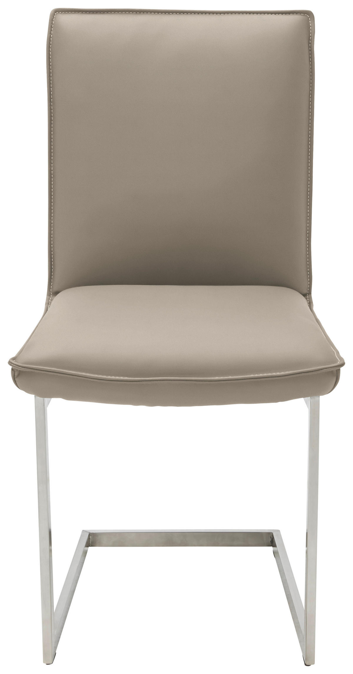 SCHWINGSTUHL  in Nickel Echtleder pigmentiert  - Taupe/Edelstahlfarben, Design, Leder/Metall (48/93/65cm) - Ambiente
