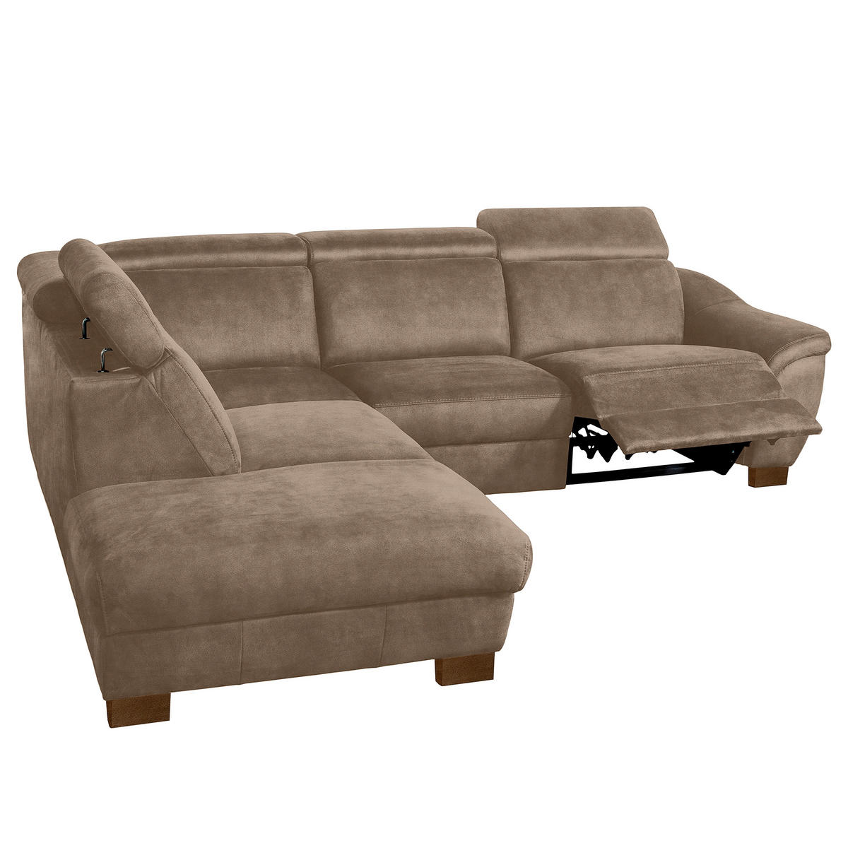 ECKSOFA TREND in Mikrofaser Braun Bettkasten, Relaxfunktion, Kopfteilverstellung  238/276 cm  - Wengefarben/Braun, Design, Holz/Textil (238/276cm) - Livetastic