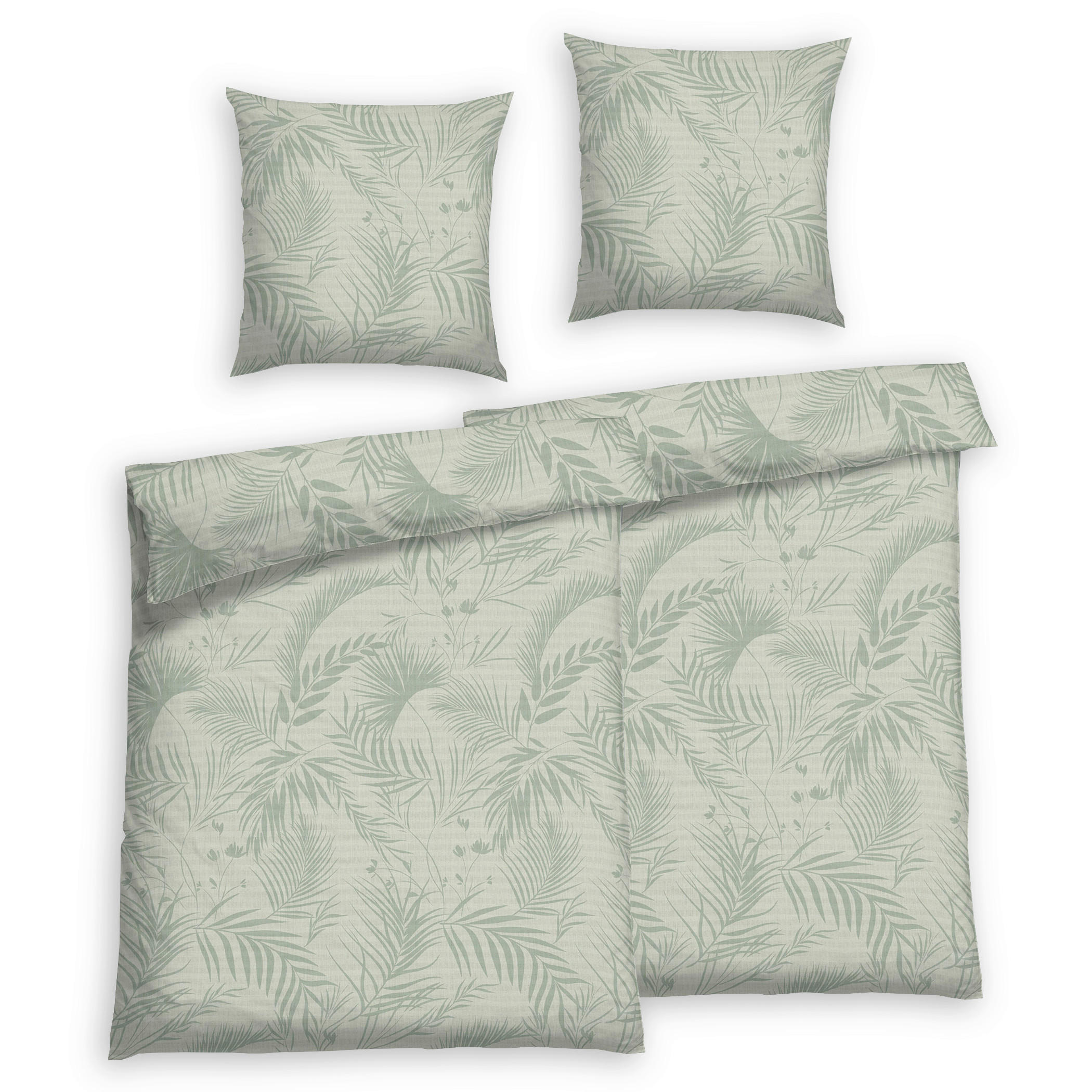 BETTWÄSCHE 4-teilig Seersucker 135/200 cm  - Salbeigrün, Basics, Textil (135/200cm) - Florella