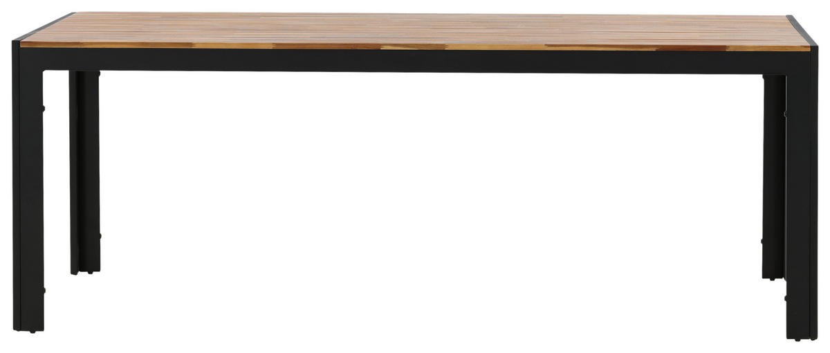 GARTENTISCH 205/90/75 cm Metall, Holz rechteckig  - Schwarz/Akaziefarben, KONVENTIONELL, Holz/Metall (205/90/75cm) - Gardenson