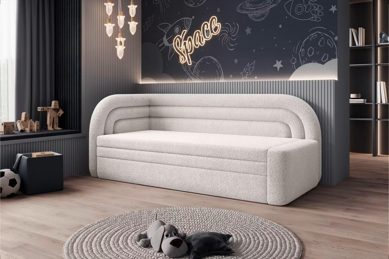 RÉCAMIERE in Samt Weiss  - Weiss/Schwarz, Design, Kunststoff/Textil (86/80/223cm) - MID.YOU