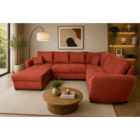WOHNLANDSCHAFT SORINA Orange Cord  - Schwarz/Orange, Design, Kunststoff/Textil (157/305/202cm) - MID.YOU