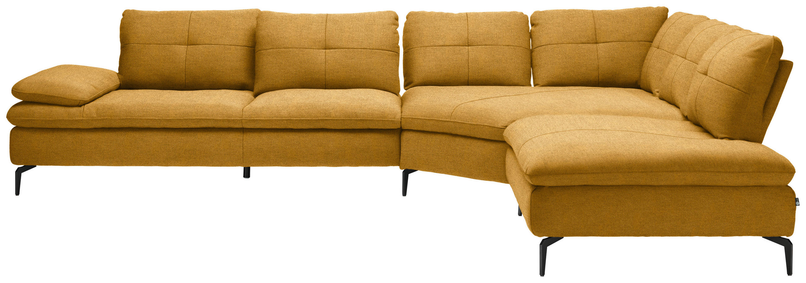 ECKSOFA in Flachgewebe Honig  - Schwarz/Honig, Design, Textil/Metall (344/271cm) - Chilliano
