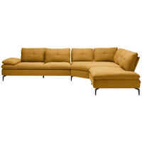 ECKSOFA in Flachgewebe Honig  344/271 cm  - Schwarz/Honig, Design, Textil/Metall (344/271cm) - Chilliano
