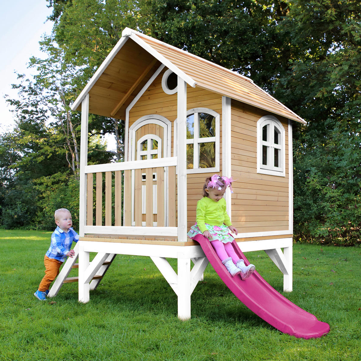 SPIELHAUS 287/231/191 cm  - Lila/Rot, KONVENTIONELL, Holz (287/231/191cm) - Ambia Garden
